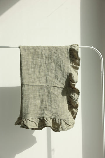 Tetra blanket with muslin ending - olive green
