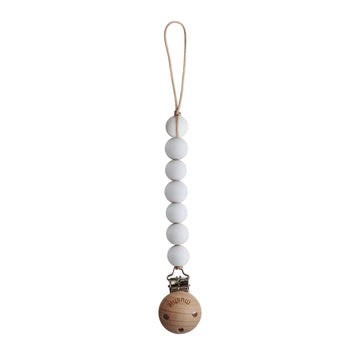 Mushie clip for pacifier White