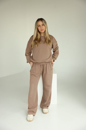 Brown cozy putter suit